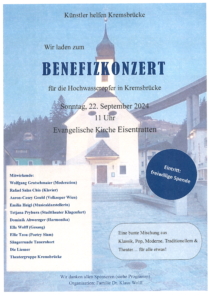 Benefizkonzert für die Hochwasseropfer in Kremsbrücke @ Eisentratten: Evangelische Kirche